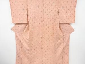 縮緬地波に梅・菊模様小紋着物